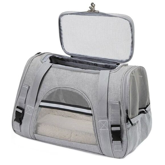 Small Pet Travel Bag Gray With Accessories - Picture 2 of 7
